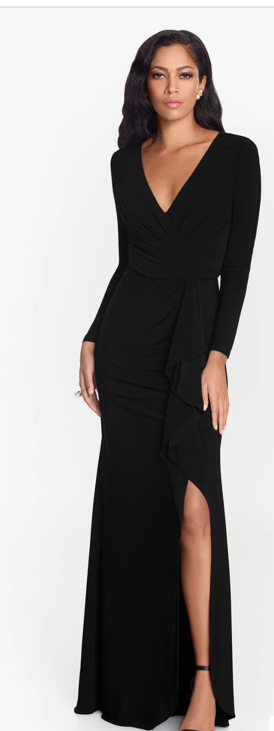 Jersey Knit Longsleeve Side Slit Dress-Pineapples Boutique