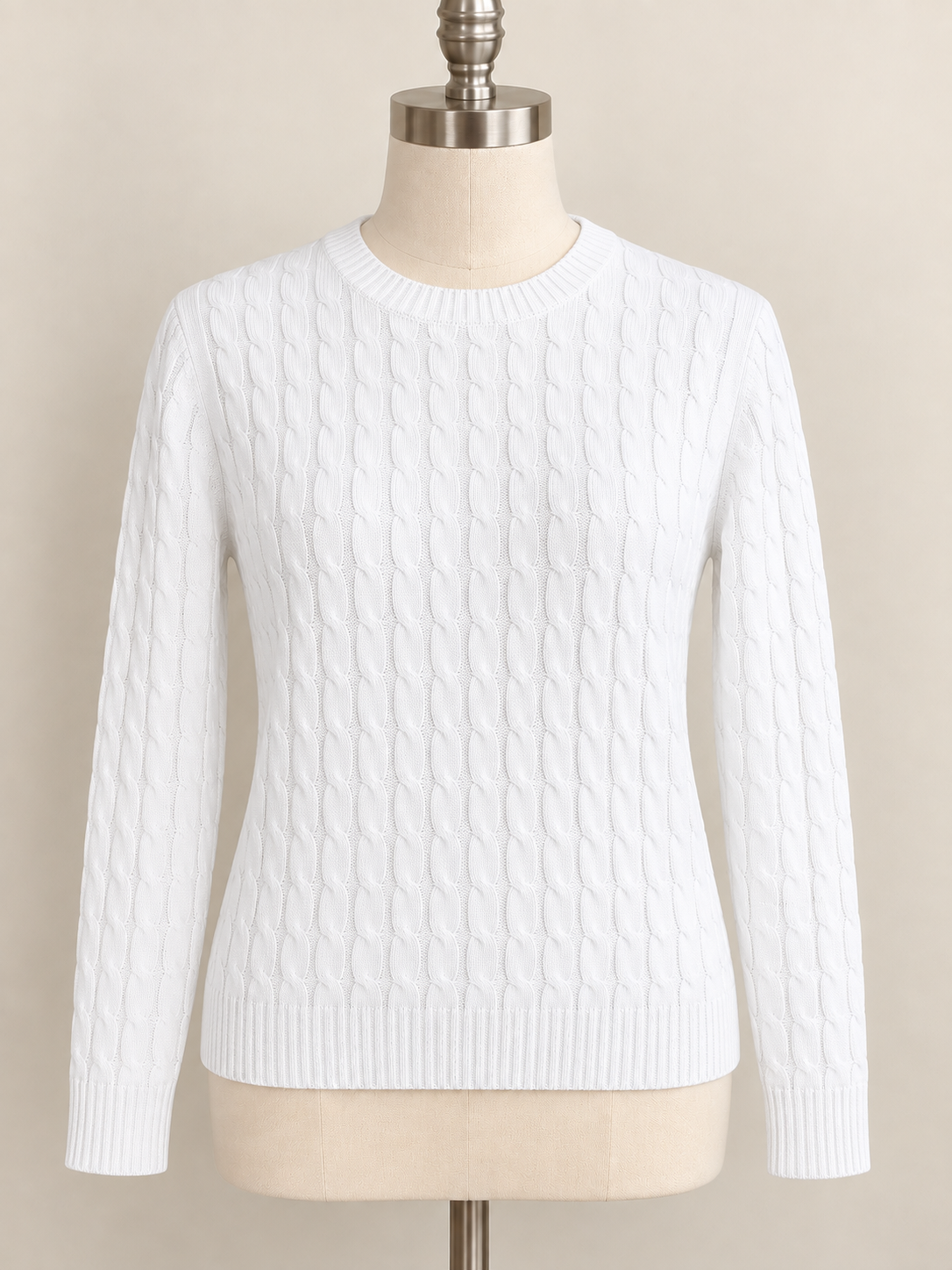 Crew Neck Cable Sweater-Pineapples Boutique