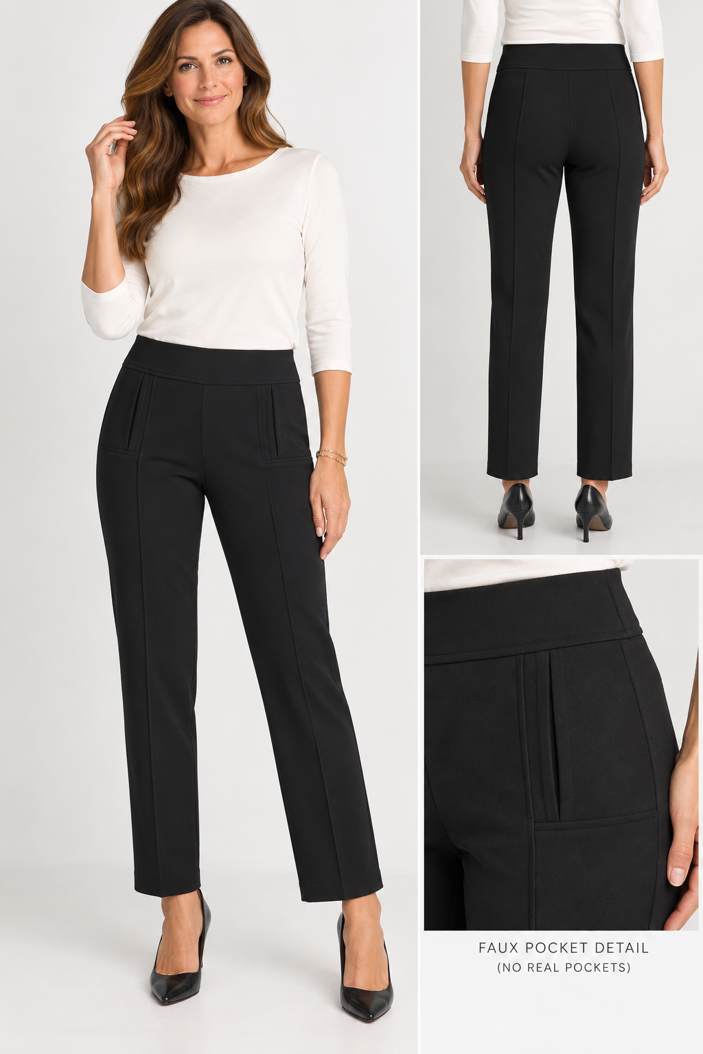 Control Stretch Straight Ankle with Faux Pockets-Pineapples Boutique