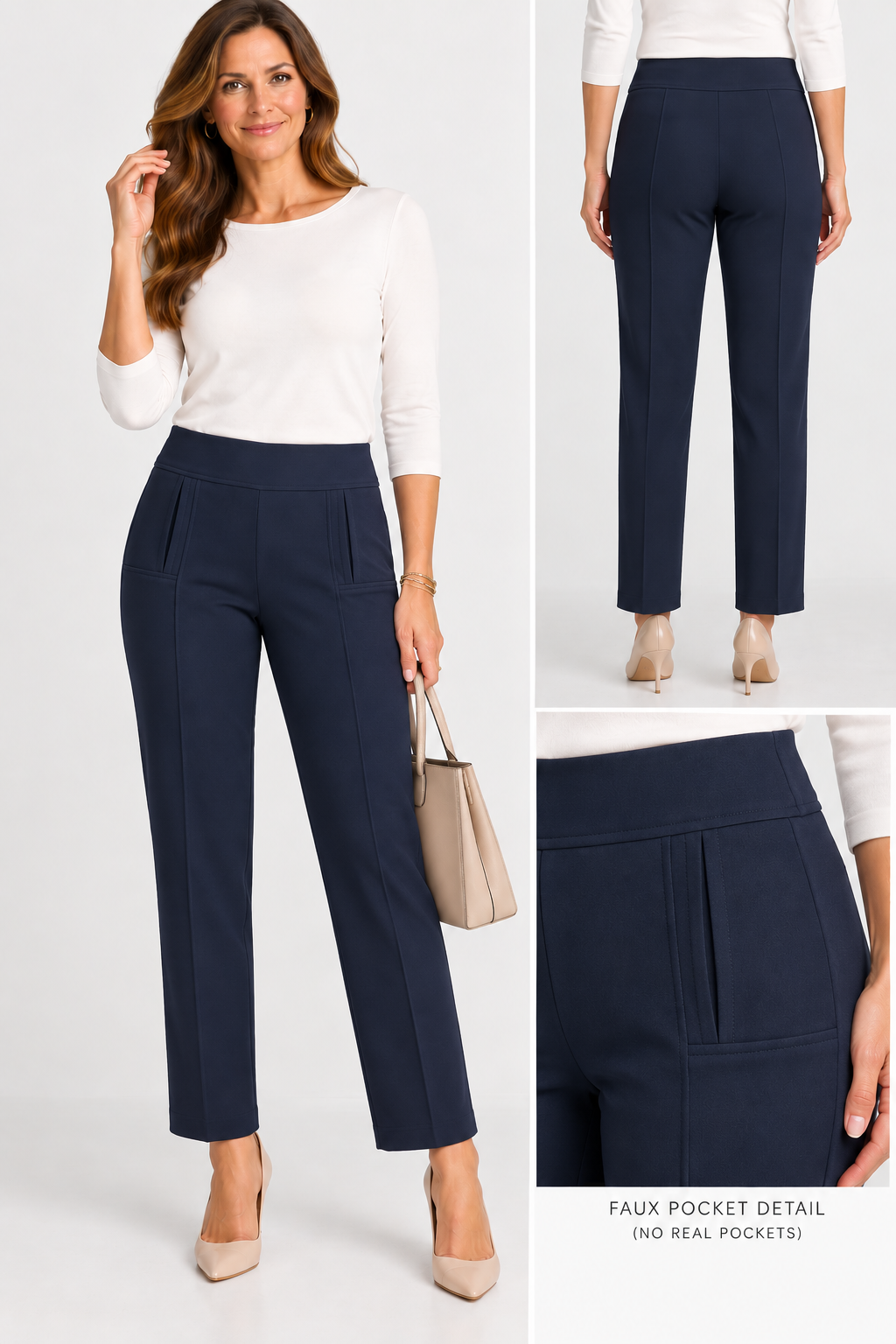 Control Stretch Straight Ankle with Faux Pockets-Pineapples Boutique