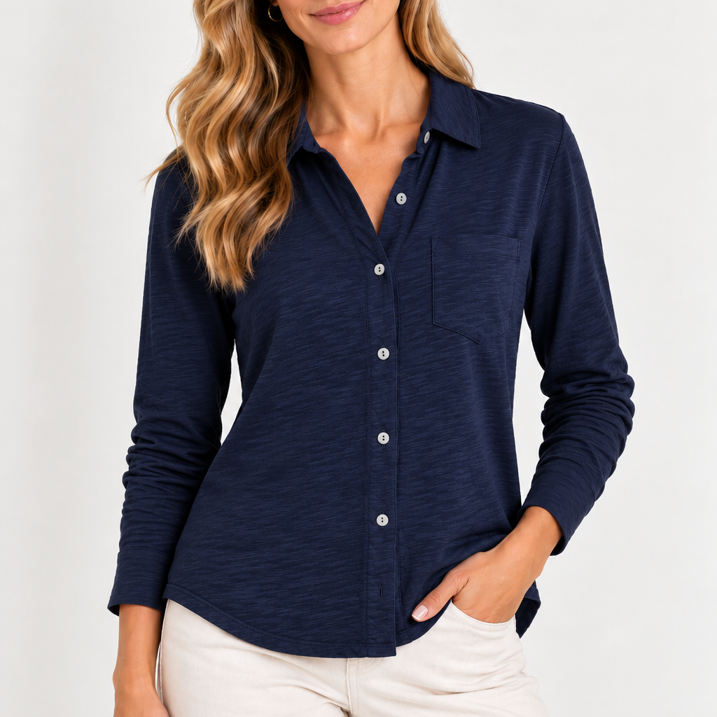Button Front Knit Shirt #62651-Pineapples Boutique