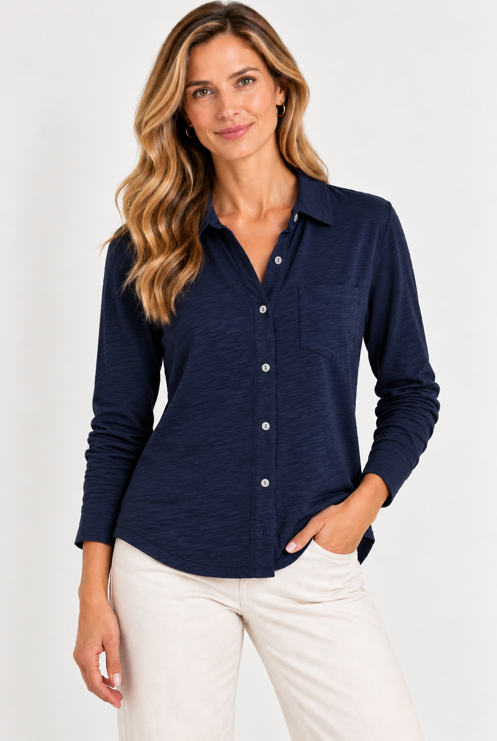 Button Front Knit Shirt #62651-Pineapples Boutique
