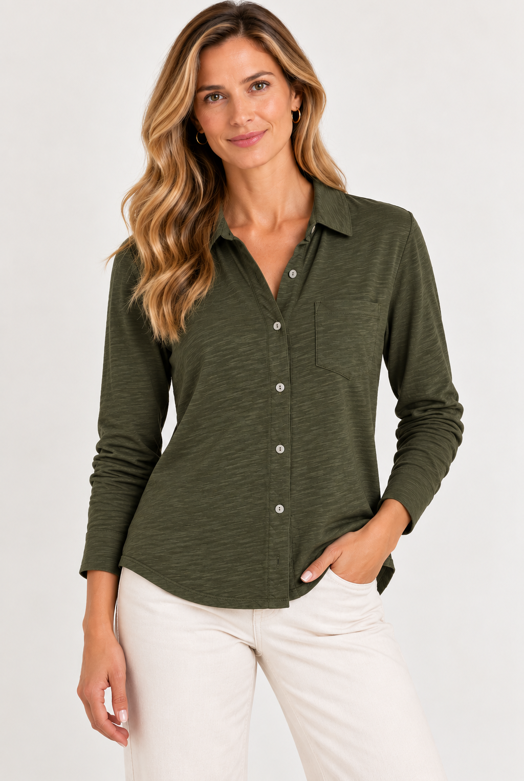 Button Front Knit Shirt #62651-Pineapples Boutique