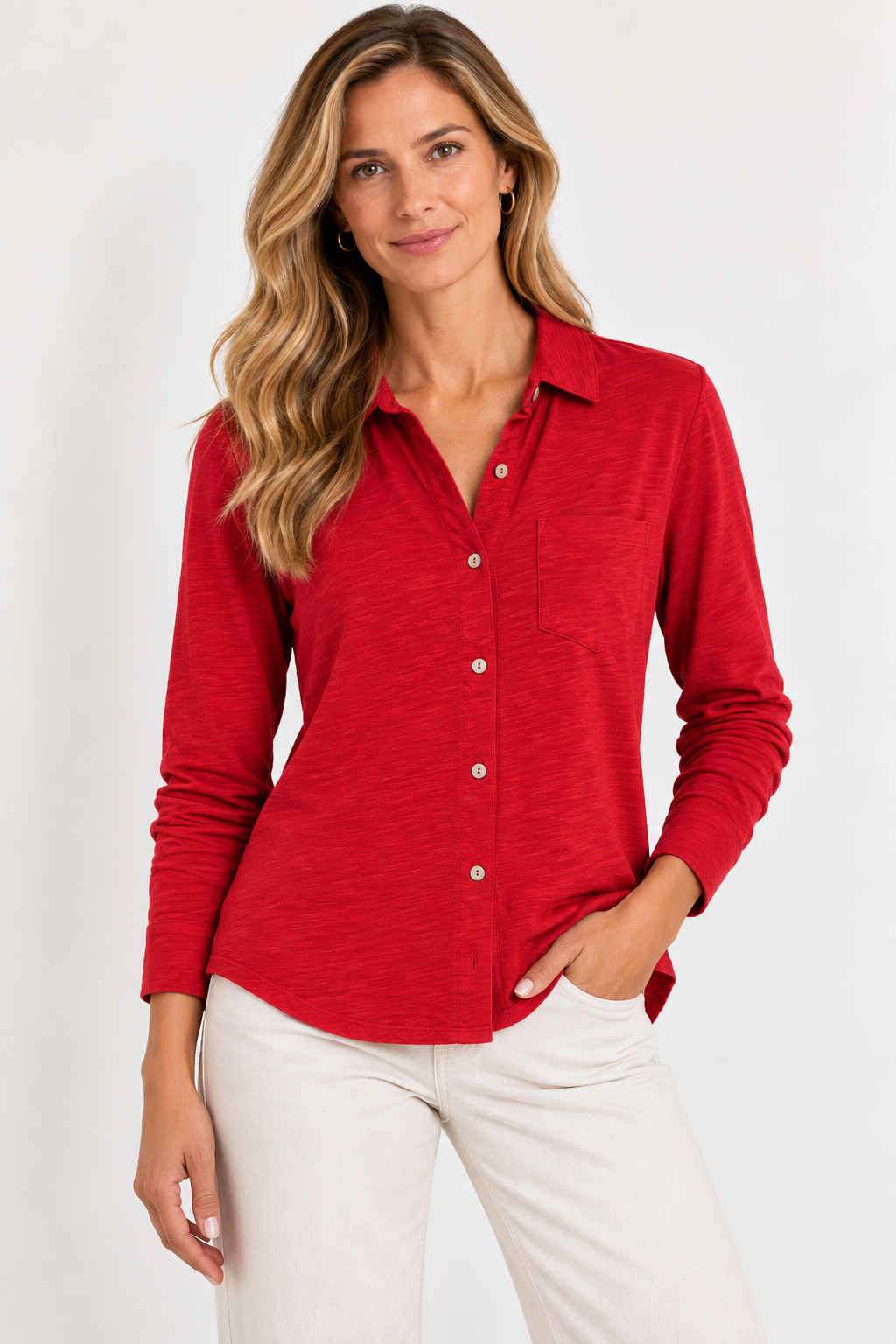 Button Front Knit Shirt #62651-Pineapples Boutique