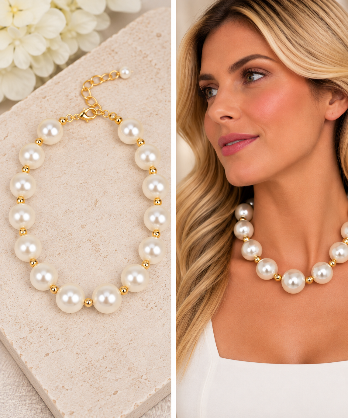 Oversized Pearl Collar Necklace #VN2243-Pineapples Boutique