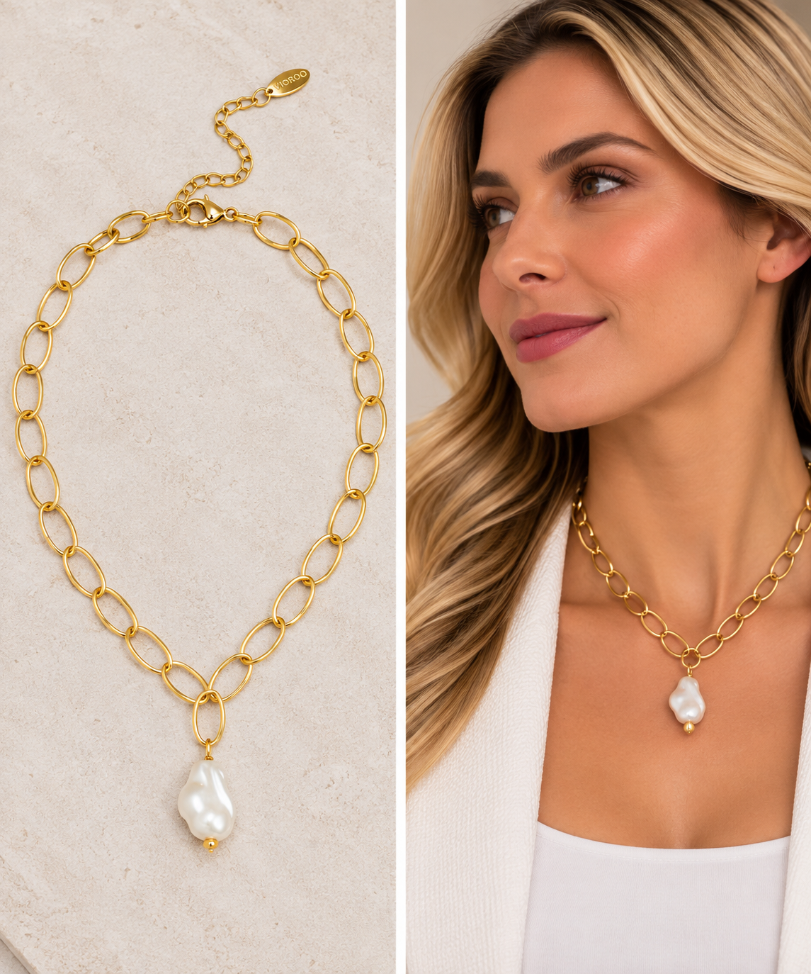 Baroque Drop Pendant Necklace #VN3041-Pineapples Boutique