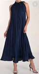 Pleated Halter Maxi Dress-Pineapples Boutique