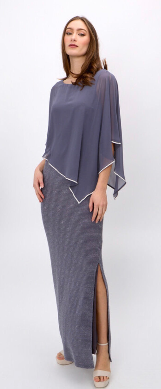 Floor Length Cape Sheath Dress with-Pineapples Boutique