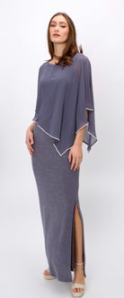 Floor Length Cape Sheath Dress with-Pineapples Boutique