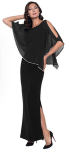 Floor Length Cape Sheath Dress with-Pineapples Boutique