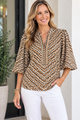 Textured Chevron Flutter Sleeve Top #6261852-Pineapples Boutique