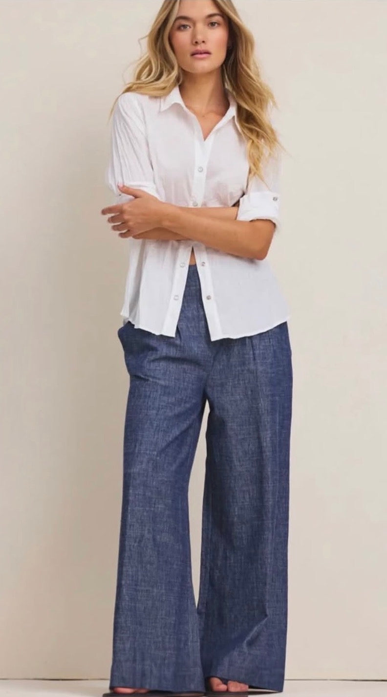 Core Cotton Crinkle Shirt #BNZM263600-Pineapples Boutique