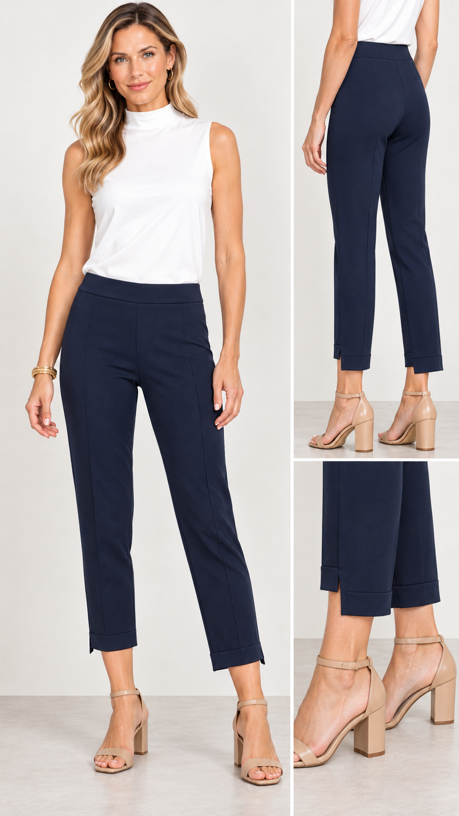 Compression Slim Cropped Front Cuff Pant-Pineapples Boutique