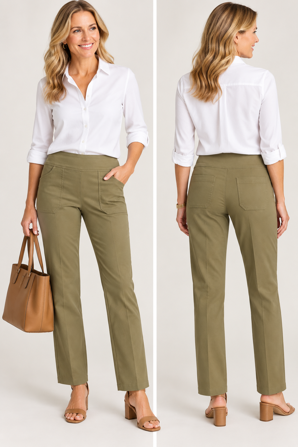 Modern Twill Pull on Pant w/Pockets-Pineapples Boutique