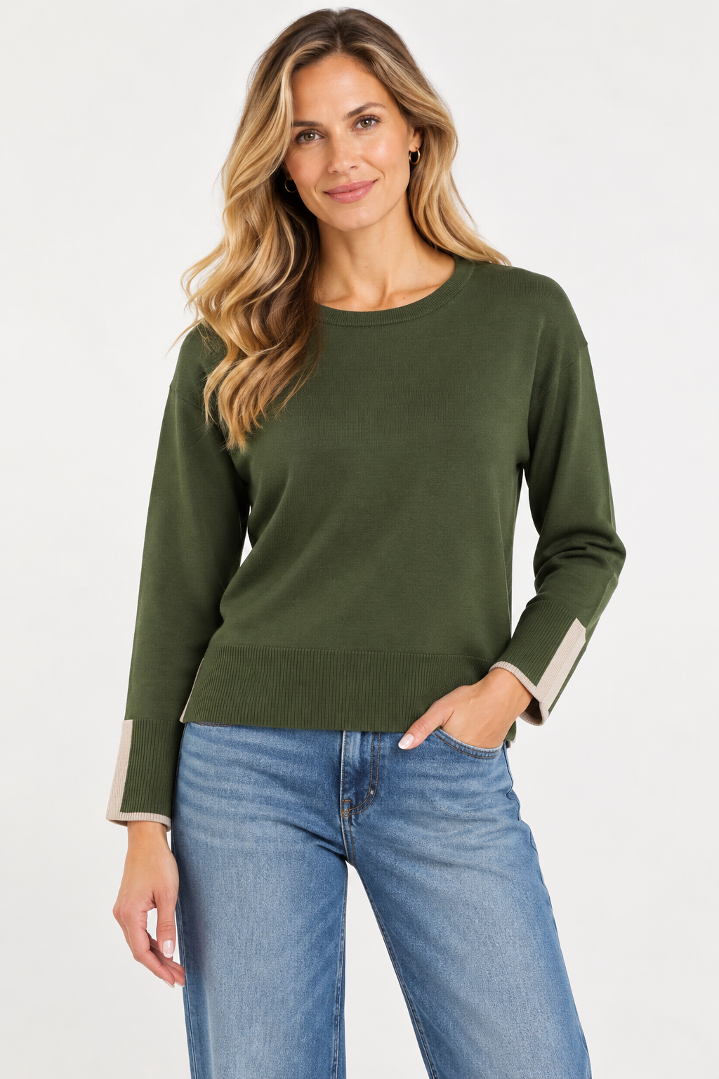 Pullover Contrast Sweater #32536-Pineapples Boutique
