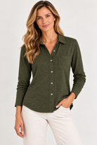 Button Front Knit Shirt #62651-Pineapples Boutique