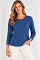 Long Sleeve Ribbed Trim Tee #62611-Pineapples Boutique