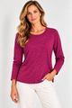 Long Sleeve Ribbed Trim Tee #62611-Pineapples Boutique