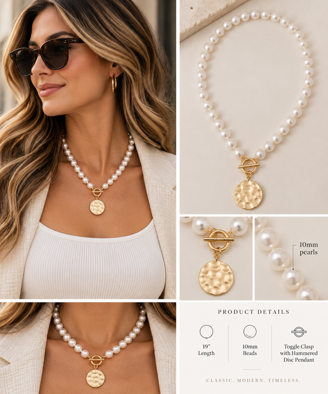 Pearl & Charm Collar Necklace #N2700-Pineapples Boutique