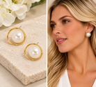 Encircled Pearl Hoop Earring #VE3107-Pineapples Boutique