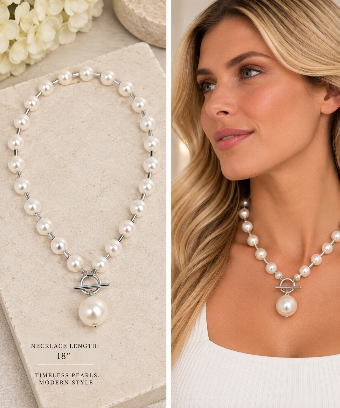 Pearl Beaded Collar Necklace with Tube-Pineapples Boutique