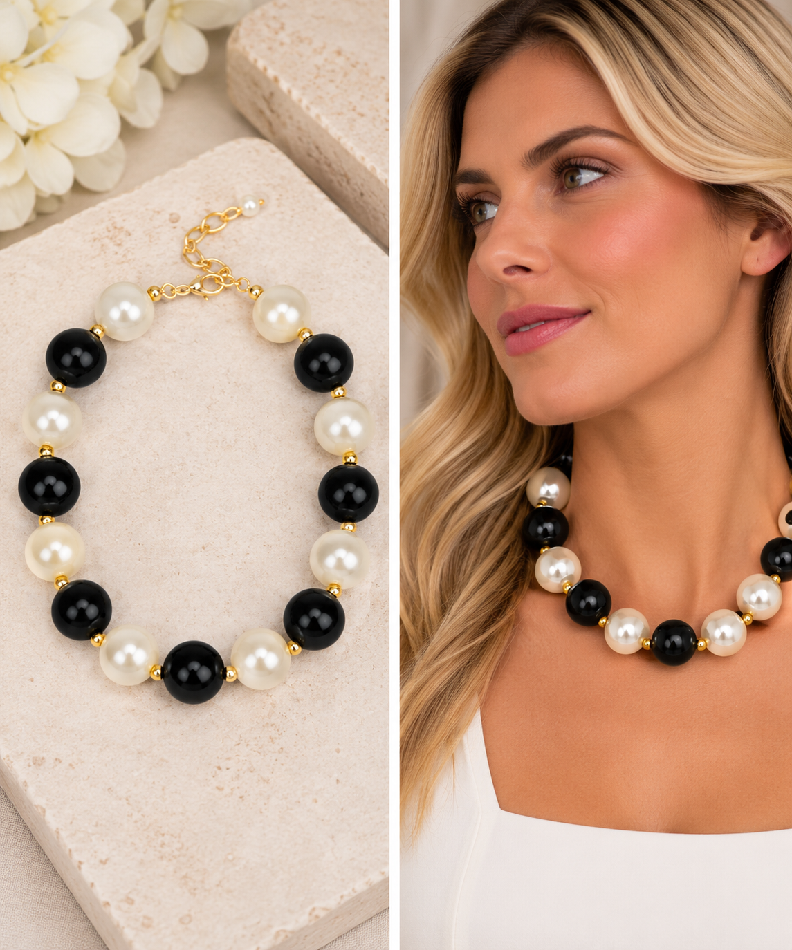 Oversized Pearl Collar Necklace #VN2243-Pineapples Boutique