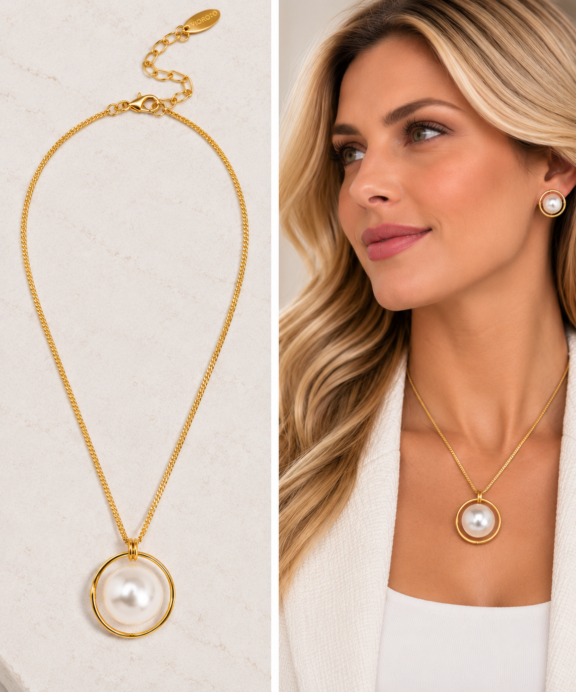 Encircled Pearl Charm Pendant Necklace-Pineapples Boutique