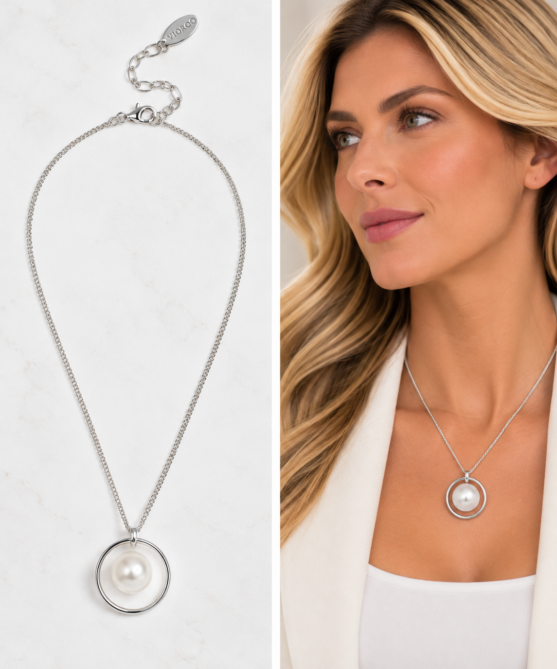 Encircled Pearl Charm Pendant Necklace-Pineapples Boutique